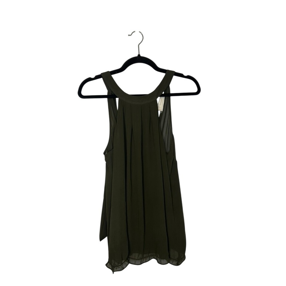 Last April Olive Green Halter Sleeveless Blouse Tie Back Flowy Party‎ Casual M